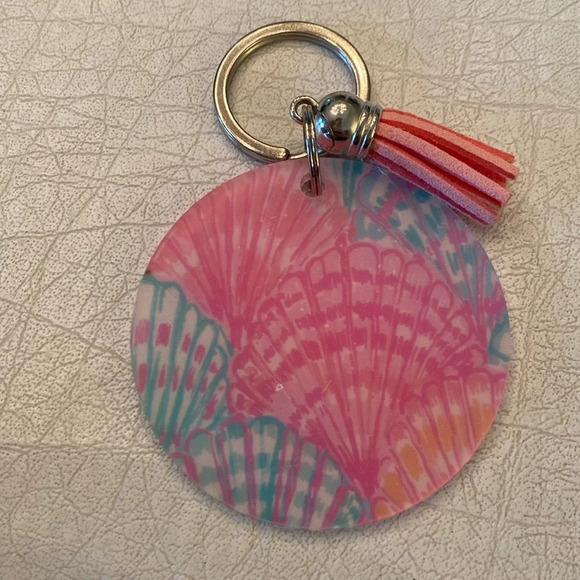 Pink & Blue Sea Shell keychain / bag charm - Picture 3 of 6